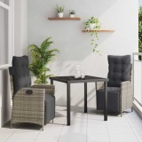 Cumpara ieftin Set de masă pentru grădină 3 pcs Gri Rattan poli