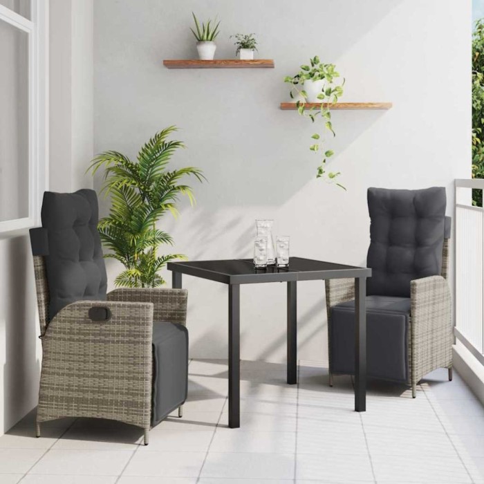 vidaXL Set de masă pentru grădină 3 pcs Gri Rattan poli 3380547