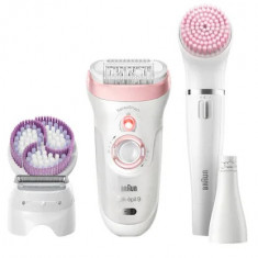 Epilator Braun Silk-epil Beauty Set 9 9/975 BS SensoSmart™, Micro-Grip, Wet &amp; Dry, 40 pensete, 3 viteze, cu 7 accesorii, inclusiv Braun FaceSpa