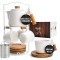 Set ceainic din ceramica MIAMIO, 1 litru, 4 cani, farfurii din bambus, alb - RESIGILAT
