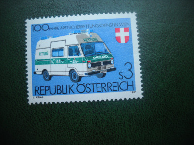 HOPCT TIMBRE MNH 561 SERVICIUL MEDICAL DE URGENTA 100 ANI 1981 -1 VAL AUSTRIA foto