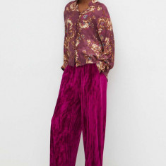 Medicine pantaloni femei, culoarea violet, lat, medium waist