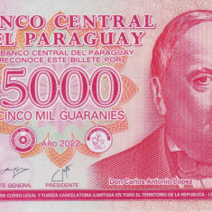 Bancnota Paraguay 5.000 Guaranies 2022 - P234 UNC ( polimer )
