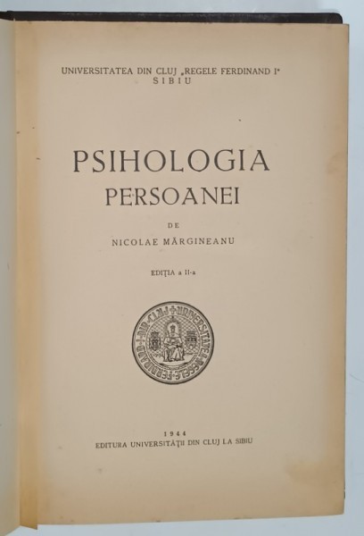 PSIHOLOGIA PERSOANEI de NICOLAE MARGINEANU , 1944
