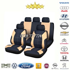 Huse auto universale pentru scaune masina Elegance Negru - Bej foto