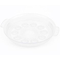 Tava decorativa eleganta Pufo Circle cu manere pentru servire aperitive, prajituri, fructe, 29 cm