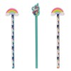 Set Creioane cu Radieră, Unicorn, Model Curcubeu, Multicolor, 3 Bucăți, Oem