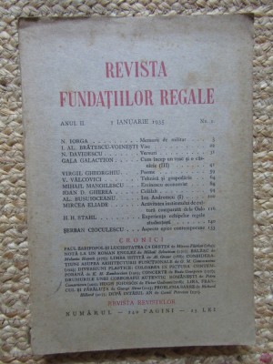 Revista Fundatiilor Regale - Anul II 1 Ianuarie 1935 Nr. 1, cu un articol de Mircea Eliade Activitatea Institutului de Cultura Comparata de la Oslo foto