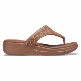 Șlapi Crocs Monterey Shimmer Wedge Flip Bronz - Bronze