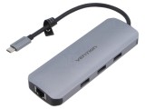 Hub USB OTG 9 porturi, gri
