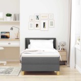 Cumpara ieftin Pat cu arcuri cu headboard Gri inchis 190 x 90 cm tesatura