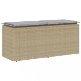 VidaXL Bancă de grădină cu pernă Bej 110x40x44 cm polirattan 4104148