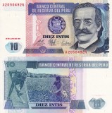 Peru 10 Intis 1987 UNC Bancnota Straina America NeCirculata