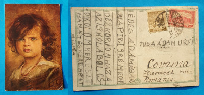 Carte Postala veche anii 1920 circulata corespondenta Covasna - Chip de copil foto