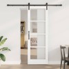 Ușă glisantă cu set de hardware &#039;ORKDAL&#039;Alb Lemn Solid &amp; Sticlă