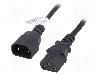 Cablu alimentare AC, 3m, 3 fire, culoare negru, IEC C13 mama, IEC C14 tata, AKYGA - AK-PC-07A