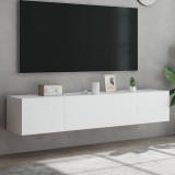 Comode TV de perete cu lumini LED, 2 buc., alb, 80x35x31 cm GartenMobel Dekor, vidaXL