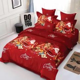 Lenjerie de pat matrimonial, Red Santa, bumbac mercerizat, multicolor, FIVE STORE