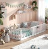 Pat de podea pentru copii Alavya Home TITAN din fag alb 80x160 cm