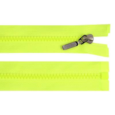 Fermoar detasabil din plastic cu glisor decorativ, lungime 60 cm, Galben neon foto