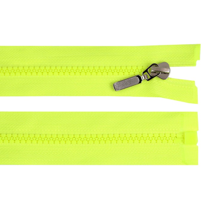 Fermoar detasabil din plastic cu glisor decorativ, lungime 60 cm, Galben neon