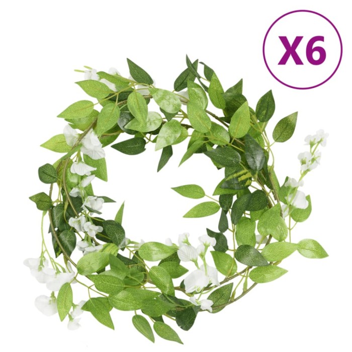 Gossi ghirlande de flori de craciun, 6 buc., alb, 200 cm