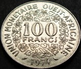 Moneda exotica 100 FRANCI - AFRICA de VEST, anul 1974 * cod 933