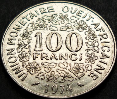 Moneda exotica 100 FRANCI - AFRICA de VEST, anul 1974 * cod 933 foto