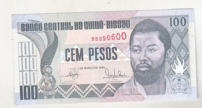 bnk bn Guineea Bissau 100 pesos 1990 unc foto