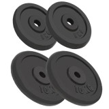 vidaXL Set 4 Plăci Greutate Fontă, 2x10kg + 2x5kg, Diametru 30mm, Discuri Haltere Gantere Fitness