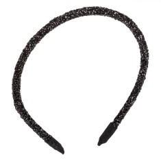 Coroniță Păr Cylindrică, Negru, Pietre, Lățime 0.8 cm, Plastic