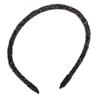 Coroniță Păr Cylindrică, Negru, Pietre, Lățime 0.8 cm, Plastic foto