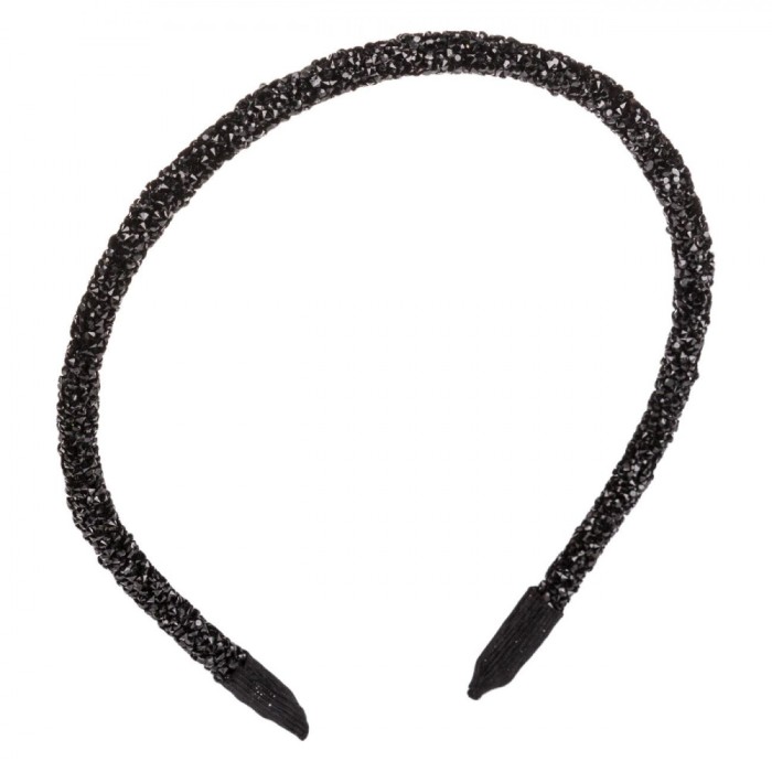 Coroniță Păr Cylindrică, Negru, Pietre, Lățime 0.8 cm, Plastic