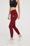 Reebok leggins de antrenament Reebok Identity femei, culoarea bordo, neted