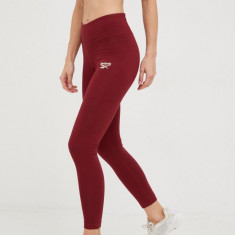 Reebok leggins de antrenament Reebok Identity femei, culoarea bordo, neted