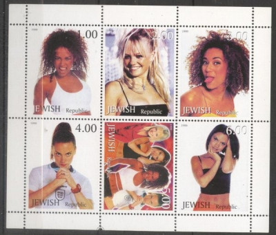 Jewish, local Russia 1999 Spice Girls, music stars, perf. sheetlet, MNH S.211 foto