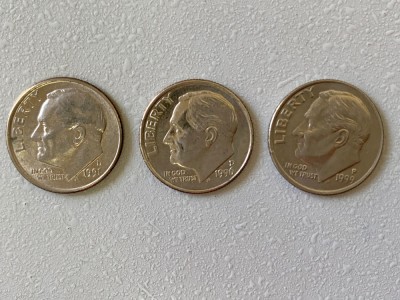 Monede 1 DIME - 10 centi - SUA - USA - 1991 D, 1996 D, 1999 P - KM 195a (245) foto
