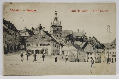 SIGHISOARA , PIATA DE SUS , VEDERE SPRE CETATE , CARTE POSTALA , 1912 foto