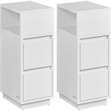 VASAGLE Set 2 noptiere inguste cu 2 sertare si compartiment deschis reversibil, PAL si MDF, 30x25x65 cm, alb Household NewTrend