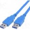 Cablu din ambele par&amp;#355;i, USB A mufa, USB 3.0, lungime 1.5m, albastru, AMPHENOL - TCR-01512