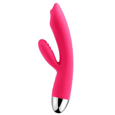 Trysta - Vibrator iepuraș, roșu, 19 cm foto