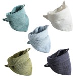Set 5 bavete tip esarfa, cu capse, din bumbac 100%, multicolor, baieti