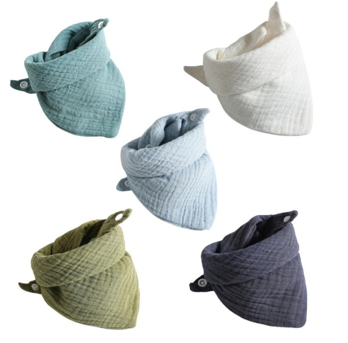 Set 5 bavete tip esarfa, cu capse, din bumbac 100%, multicolor, baieti