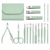 Set de manichiură, foarfecă, foarfece, set manichiură Foarfece Pincetă Pilă Husă 42069-GREEN