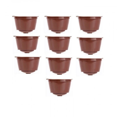 Set 10 Capsule cafea reutilizabile, reincarcabile, lavabile compatibile Dolce Gusto dG10, maro foto