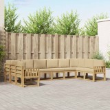 vidaXL Set Canapele Exterior Sectionale Lemn Acacia Gradina Alb Bej Modular Rezistent Intemperii 10 Piese