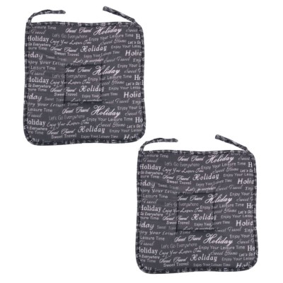 Set perne decorative pentru scaun in forma de patrat, cu imprimeu, 38x38 cm, Negru, 2 piese foto