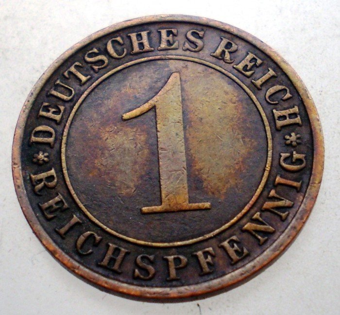 B.316 GERMANIA WEIMAR 1 REICHSPFENNIG 1936 F