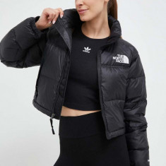 The North Face geaca de puf NUPTSE SHORT JACKET femei, culoarea negru, de iarna