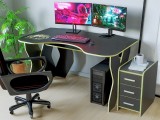 Set Birou PC + Noptiera KL 9.0 Wenge+Galben
